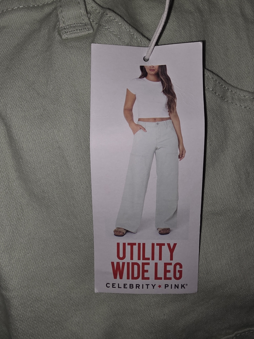 Celebrity Pink Women's Wide-Leg Cargo Pants in Sage - Picture 4 of 7
